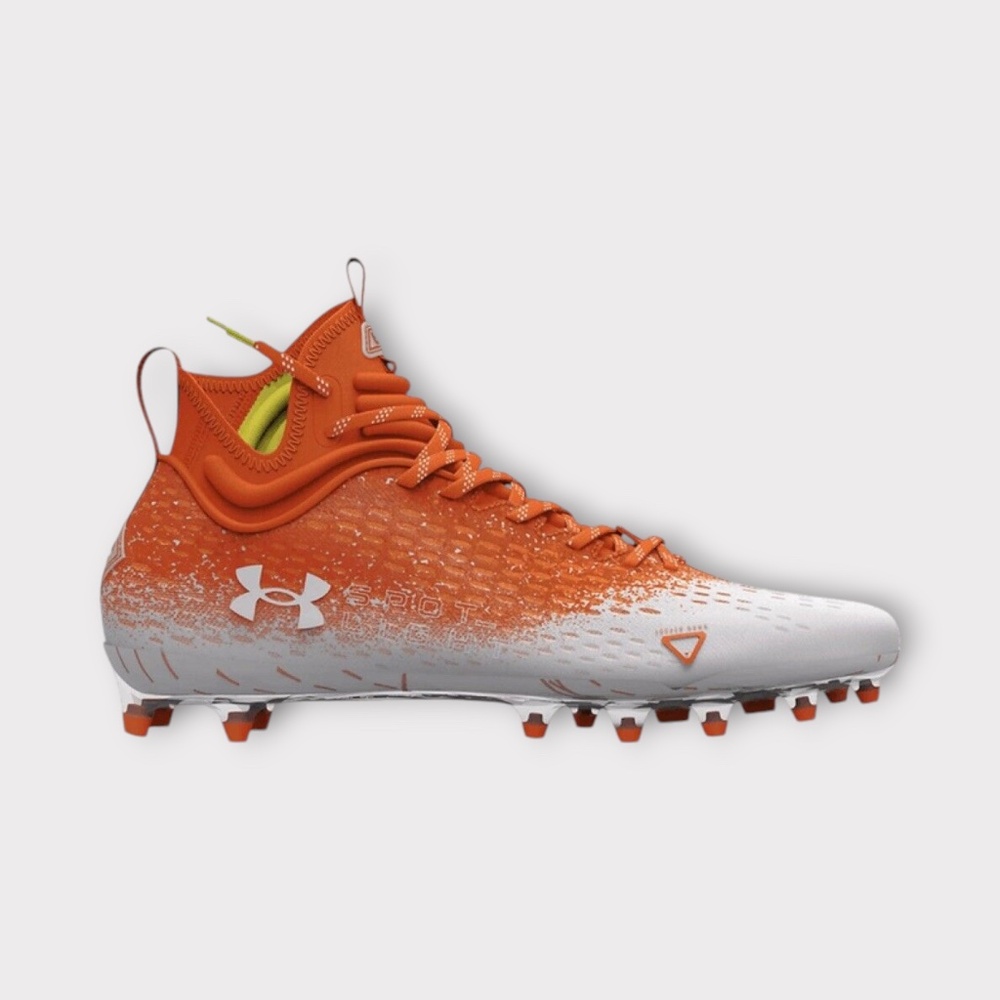 Mens Under Armour Spotlight Lux MC 2.0 Football Cleats in Orange/White